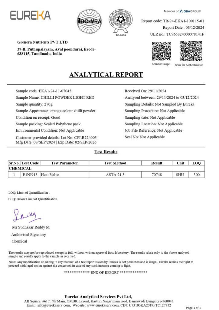 Chilli Powder With High SHU - Grenera Nutrients (SHU REPORT ) (1)